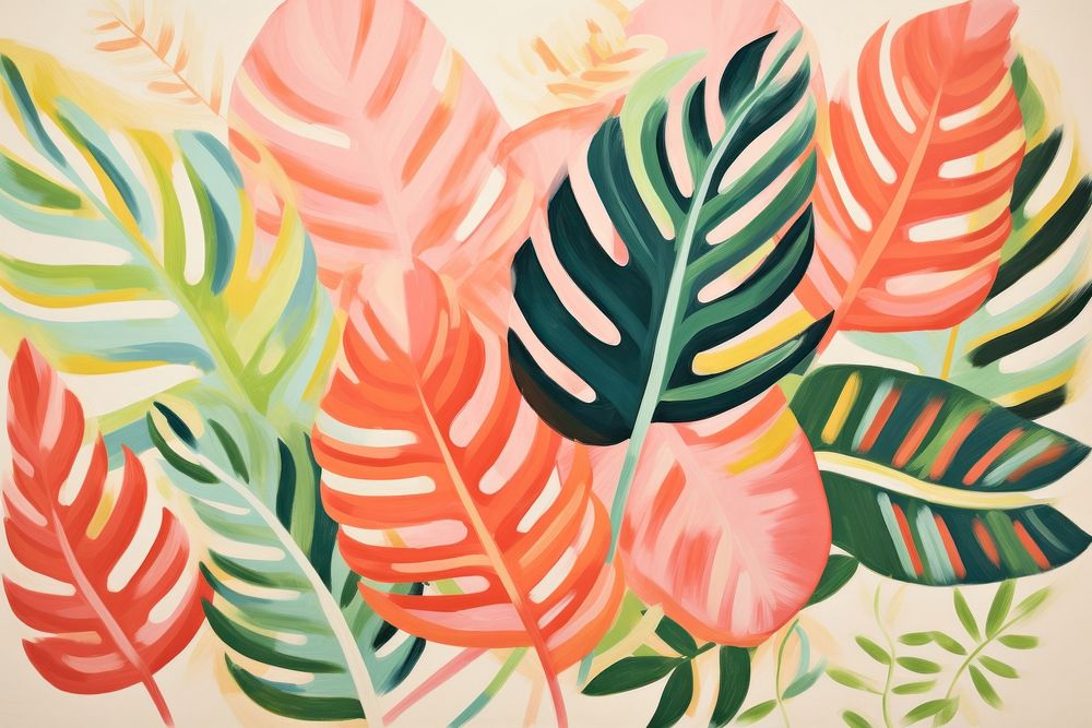 Leaf plant pattern painting green. AI generated Image by rawpixel.
