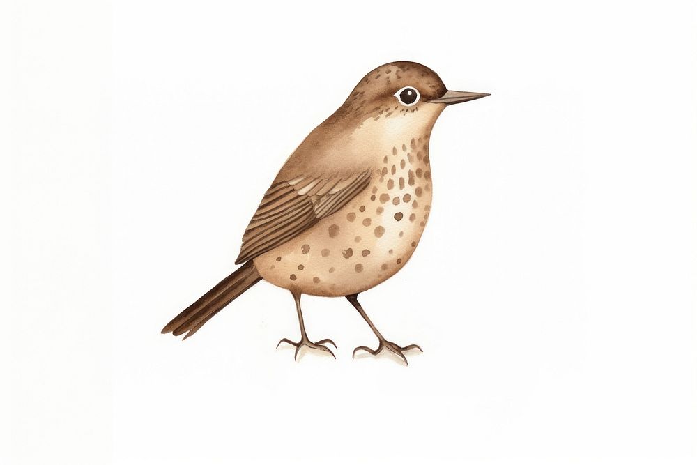 Brown bird drawing animal white background. AI generated Image by rawpixel.