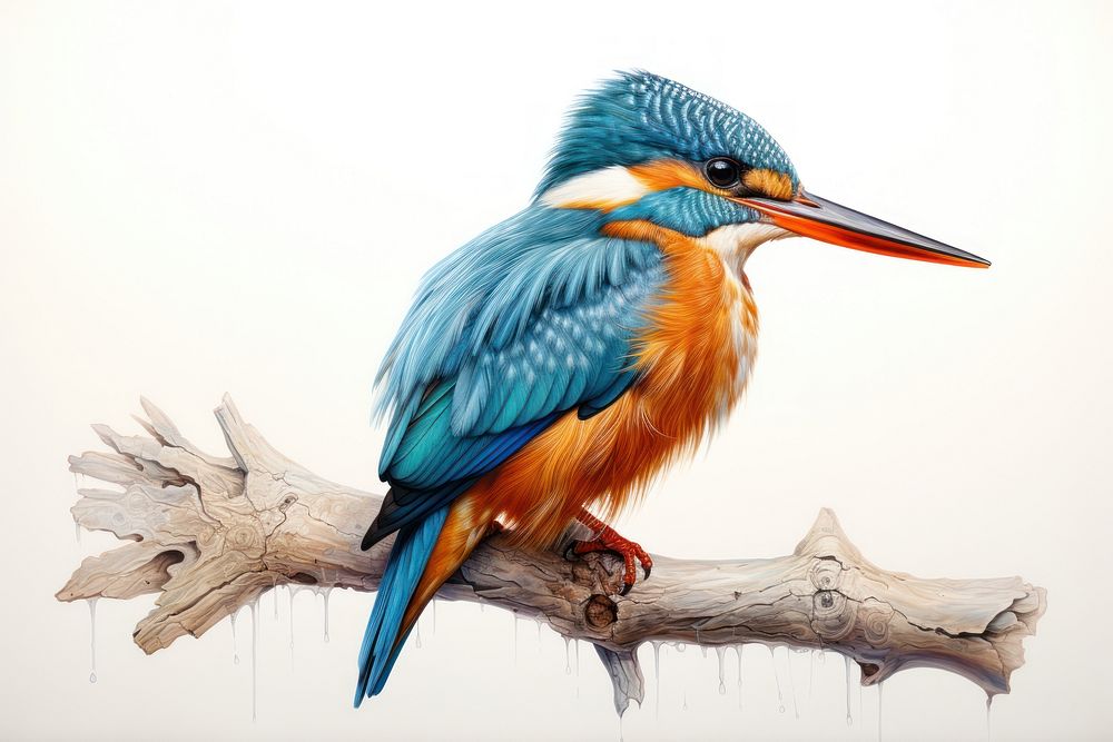 Bird kingfisher drawing animal. AI generated Image by rawpixel.