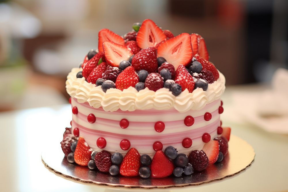 Shop cake strawberry raspberry. AI generated Image by rawpixel.