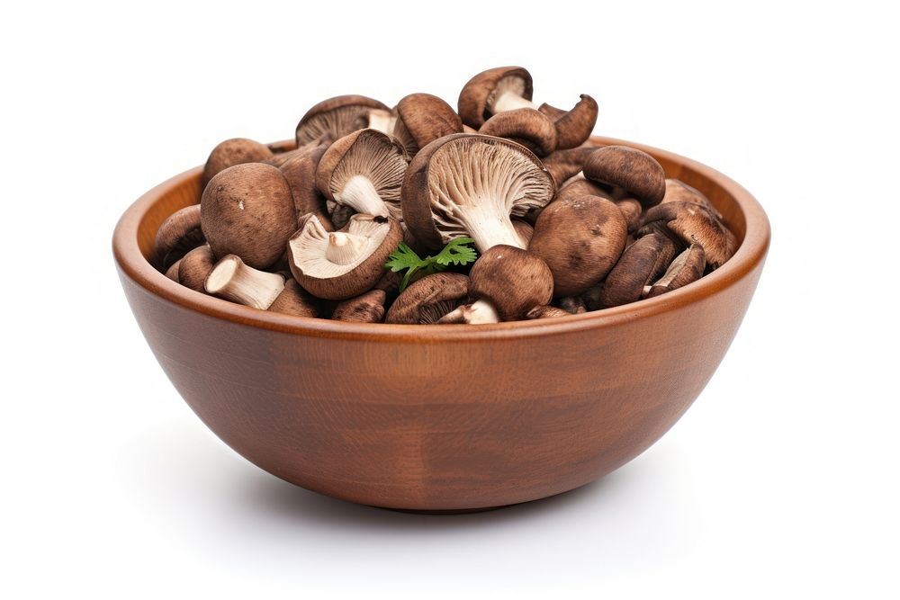 Mushroom bowl brown white background. AI generated Image by rawpixel.