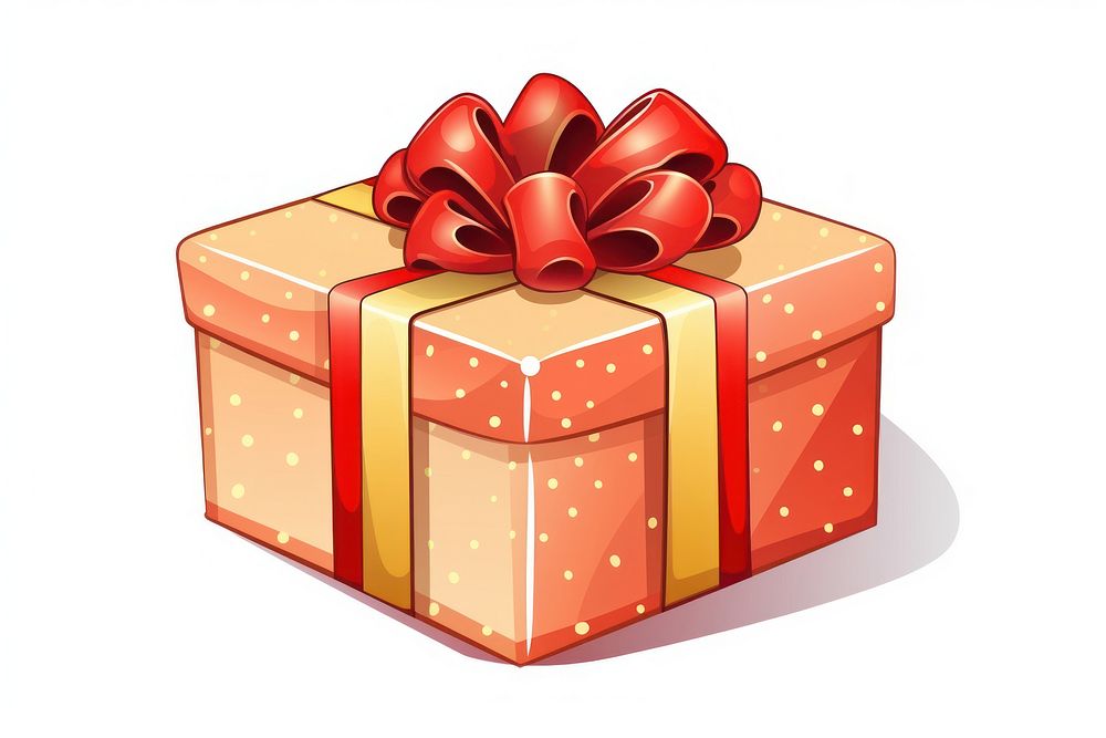 Christmas cartoon gift box white background. AI generated Image by rawpixel.