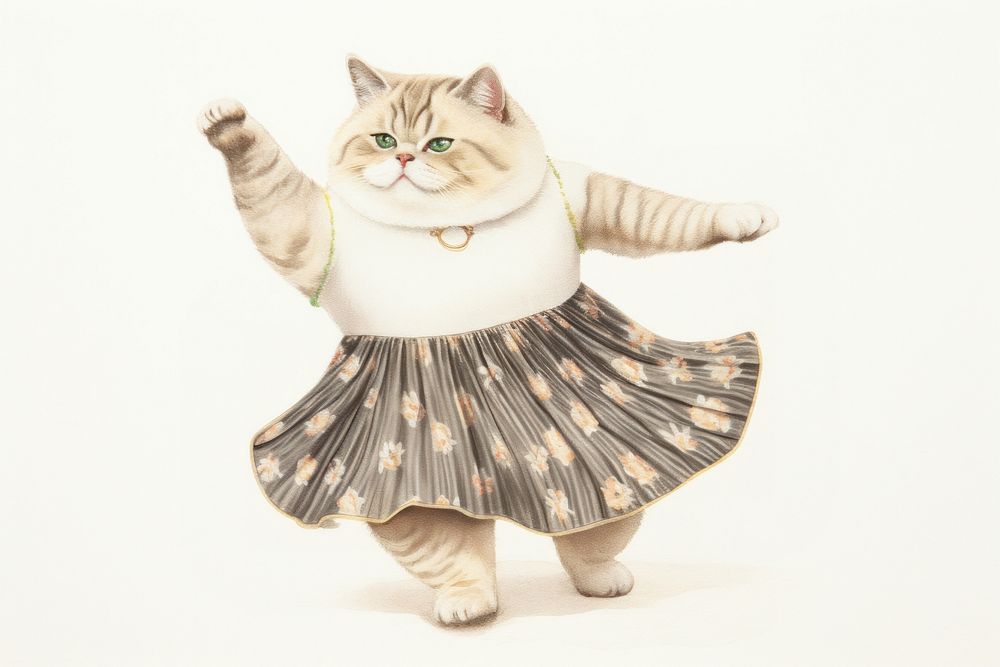 Cat womant skirt figurine animal. AI generated Image by rawpixel.