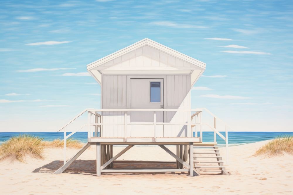 Beach house architecture lifeguard. AI generated Image by rawpixel.