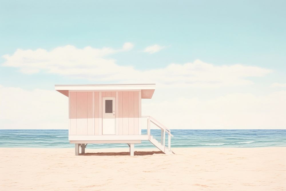 Beach architecture lifeguard building. AI generated Image by rawpixel.