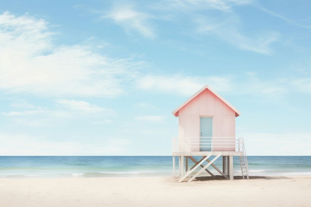 Beach architecture lifeguard building. AI generated Image by rawpixel.