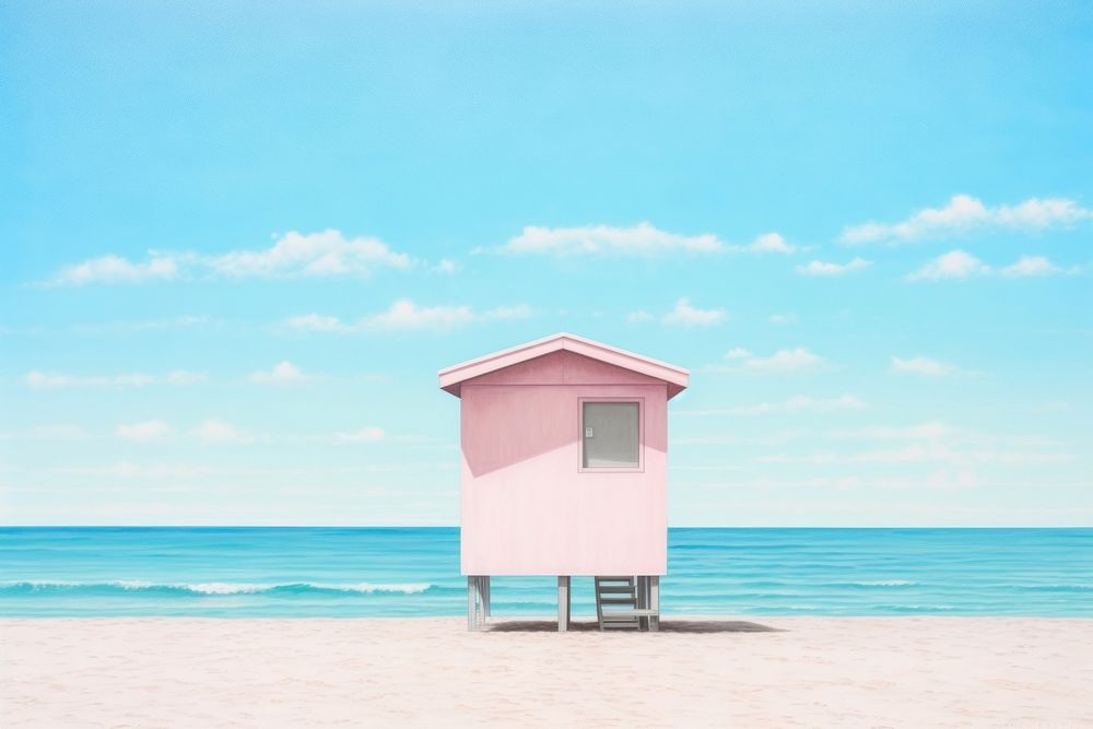 Beach architecture lifeguard building. AI generated Image by rawpixel.