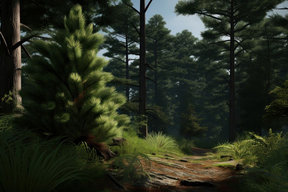 Jungle pine nature wilderness vegetation. AI generated Image by rawpixel.