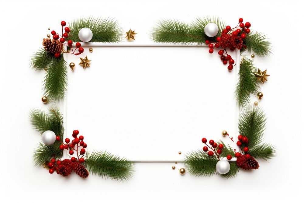 Christmas frame wreath white background celebration. AI generated Image by rawpixel.