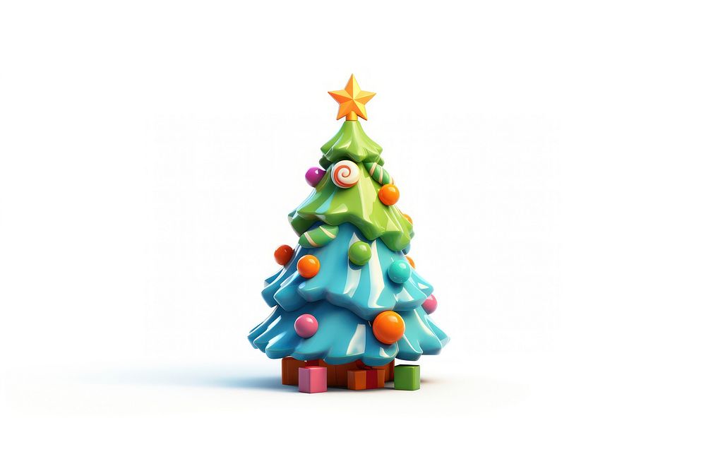 Christmas cartoon tree white background christmas tree. AI generated Image by rawpixel.