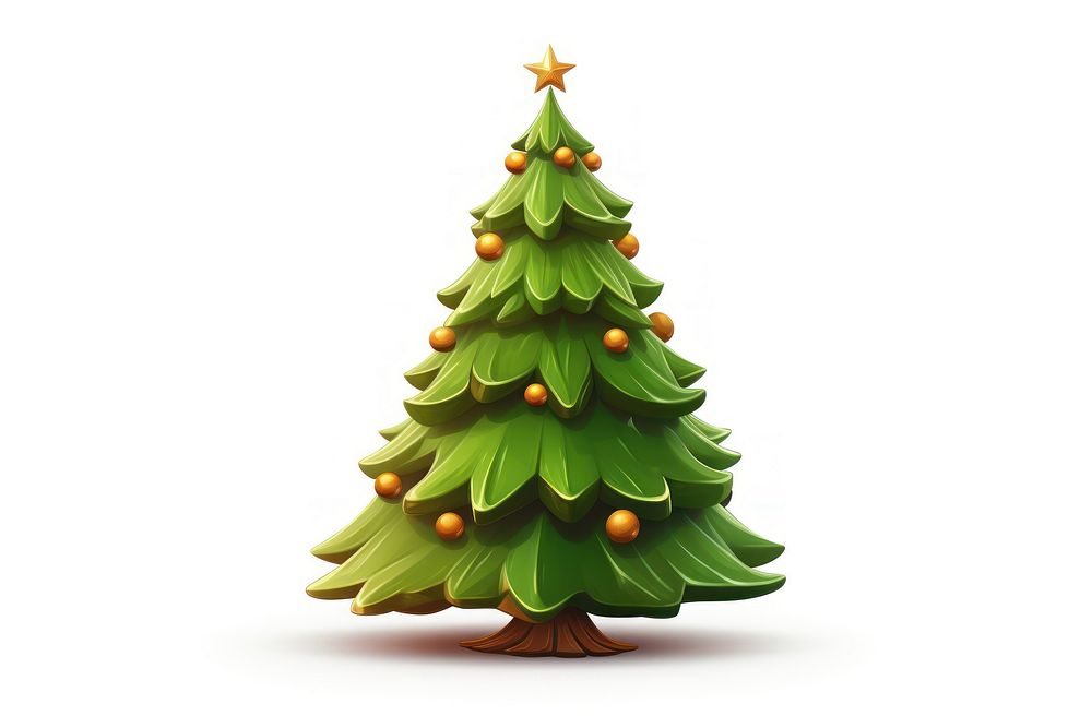 Christmas cartoon tree plant white background. AI generated Image by rawpixel.