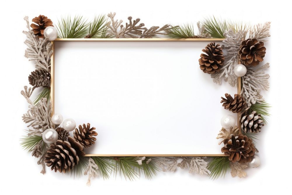 Christmas frame plant tree white background. AI generated Image by rawpixel.