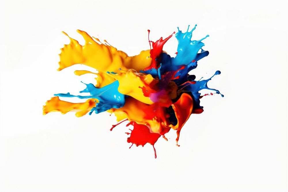 Color splash white background splattered creativity. 