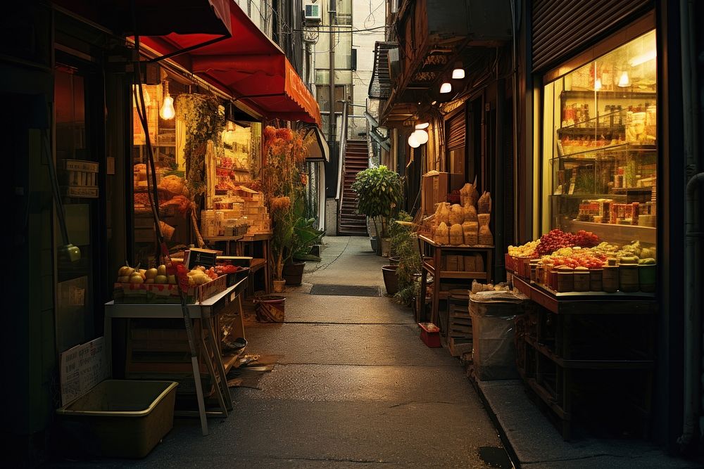 Shop alley street city. AI generated Image by rawpixel.