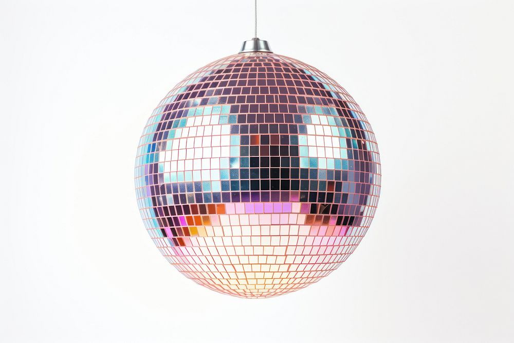 Disco ball sphere white background illuminated. AI generated Image by rawpixel.