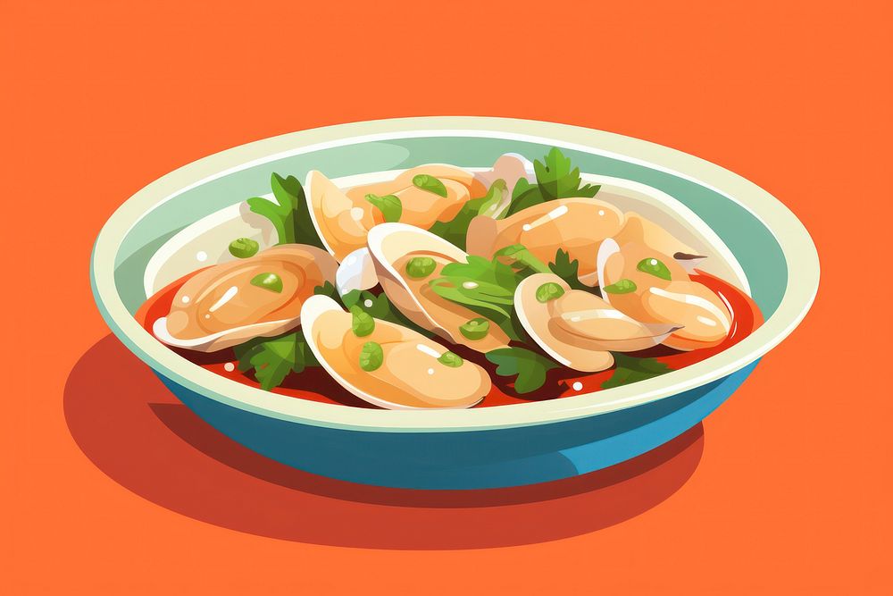 Steamed shell seafood dish plate. AI generated Image by rawpixel.