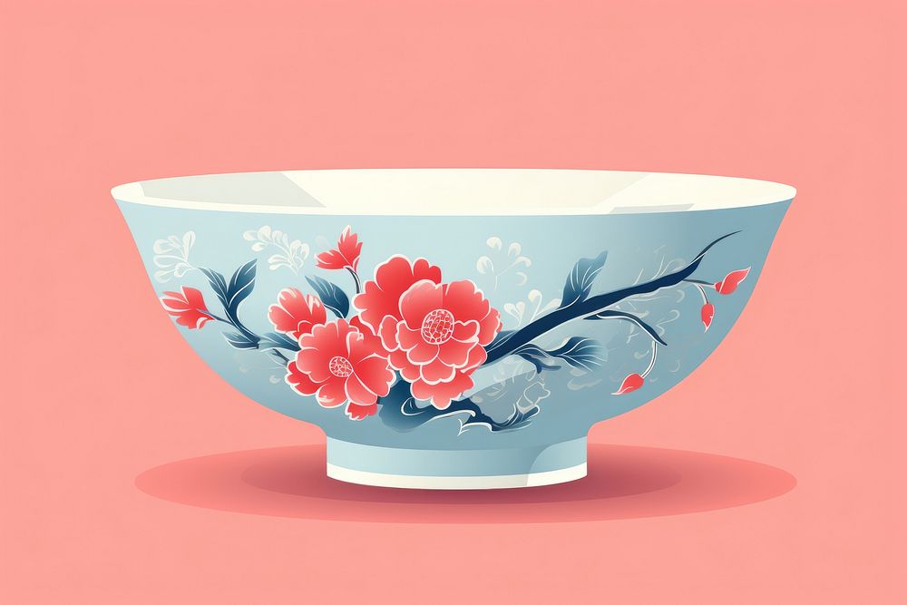 Bowl porcelain flower plant. AI generated Image by rawpixel.