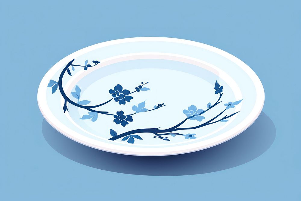 Plate porcelain platter blue. AI generated Image by rawpixel.