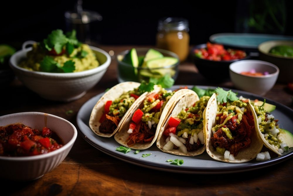 Taco plate table food. 