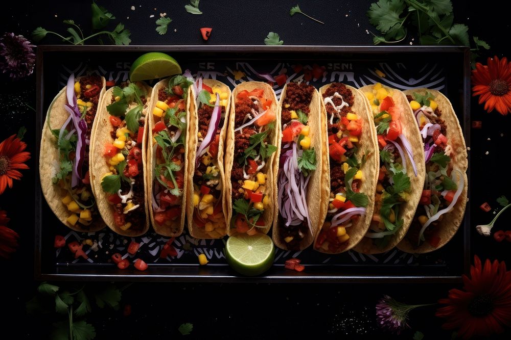 Tacos food vegetable freshness. 