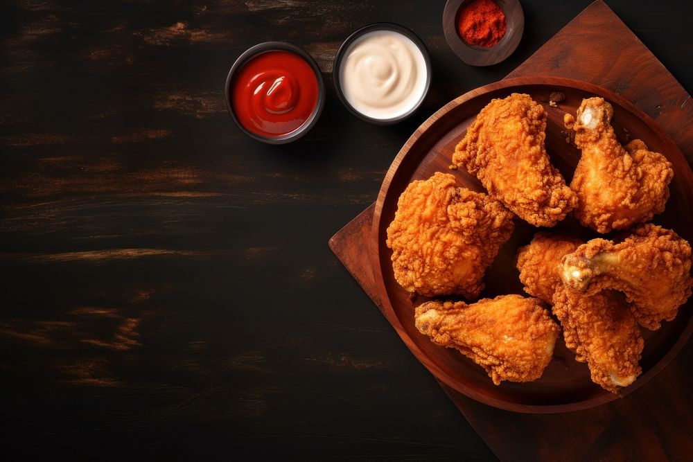 Chilli sauce Fried chicken fried food. AI generated Image by rawpixel.
