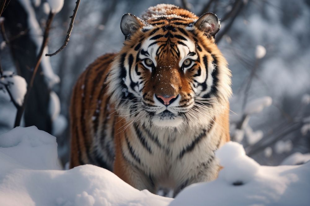 Snow wild tiger wildlife animal. | Free Photo - rawpixel