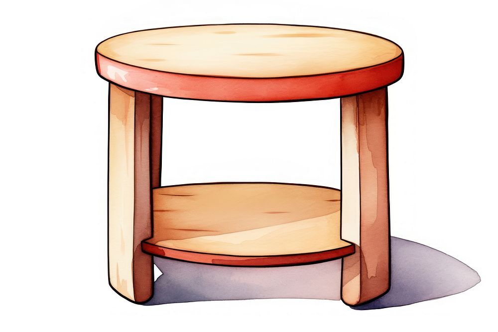 Side table furniture cartoon white background. AI generated Image by rawpixel.