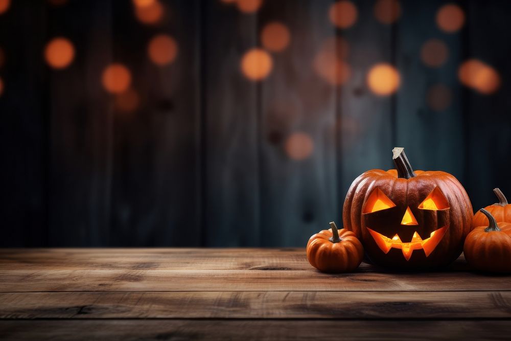 Fuzzy Halloween background Wooden table | Free Photo - rawpixel