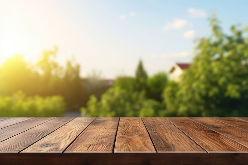 Suburban background fuzzy Wooden table wood. AI generated Image by rawpixel.