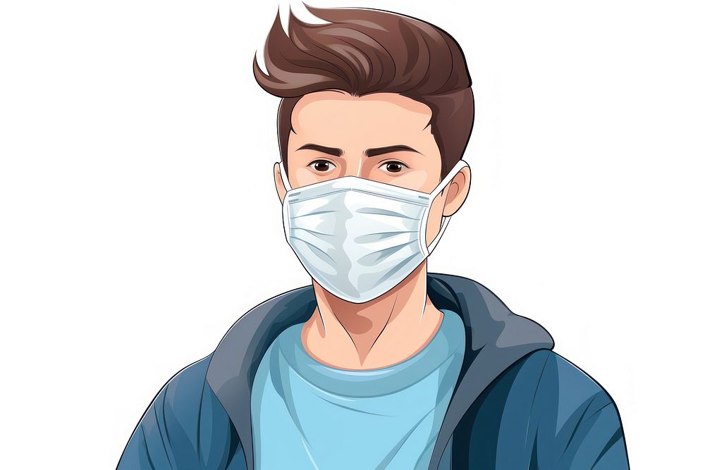 Medical mask cartoon adult man. AI generated Image by rawpixel.