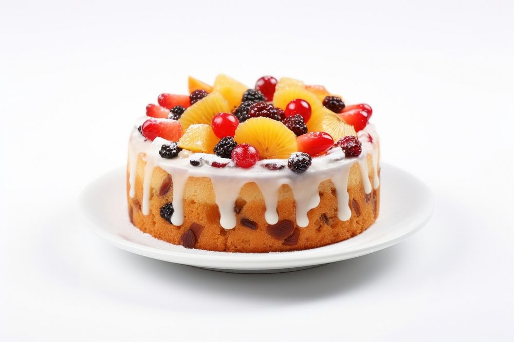Fruit cake dessert berry cream. AI generated Image by rawpixel.