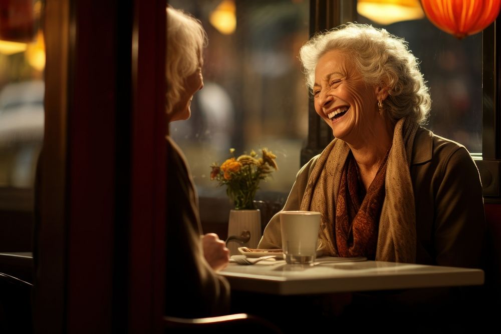 Old woman restaurant adult happy. AI generated Image by rawpixel.