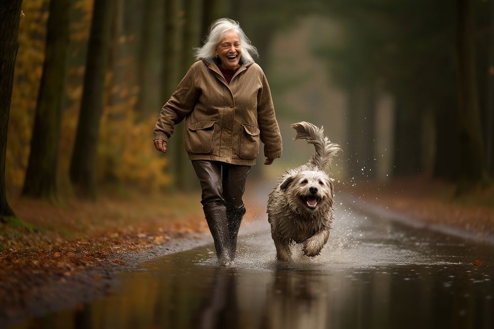 Old woman mammal animal dog. AI generated Image by rawpixel.