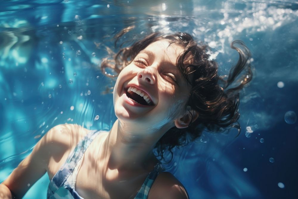 Fun swimming laughing portrait. AI generated Image by rawpixel.