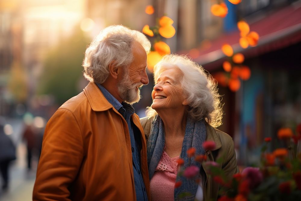 Senior couple smiling adult happy. AI generated Image by rawpixel.