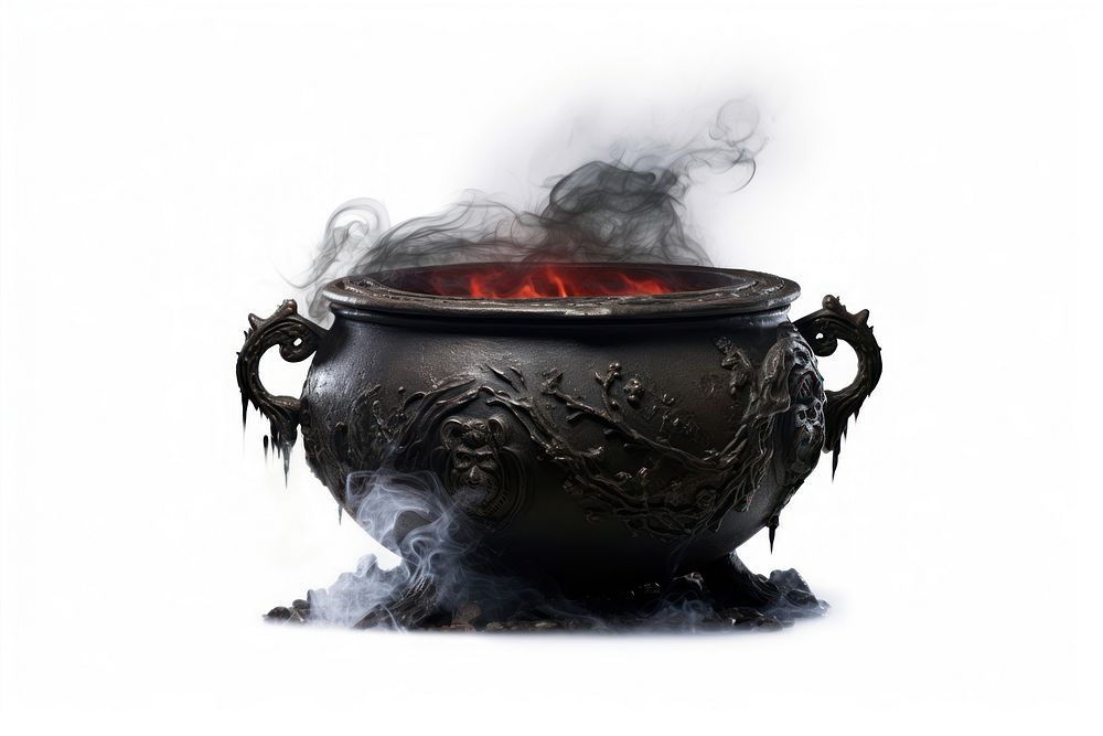 Cauldron white background fireplace darkness. AI generated Image by rawpixel.