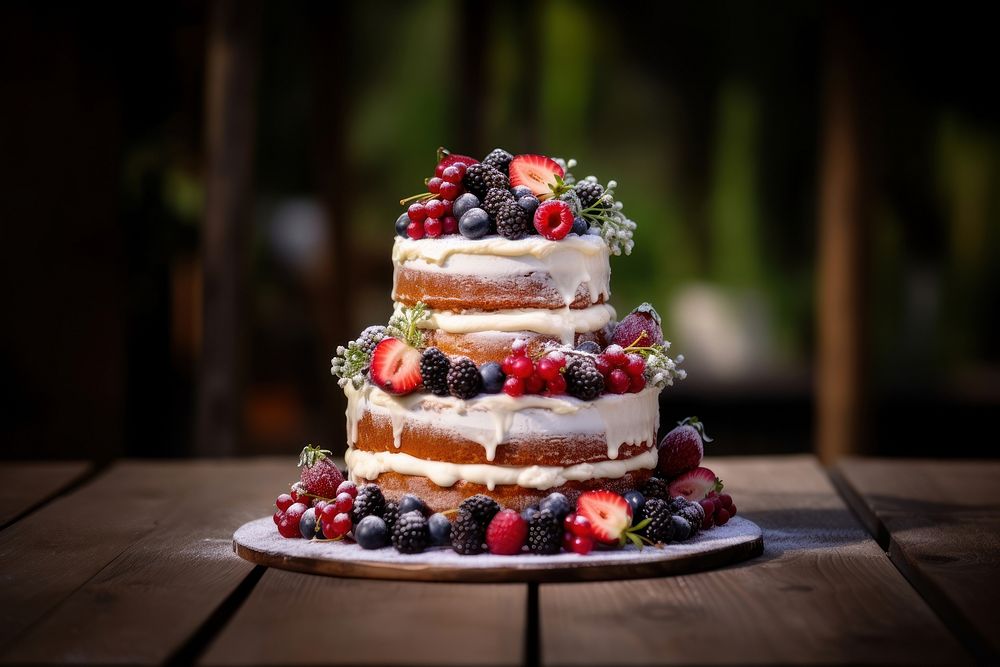 Wedding fruit cake dessert wedding berry. AI generated Image by rawpixel.
