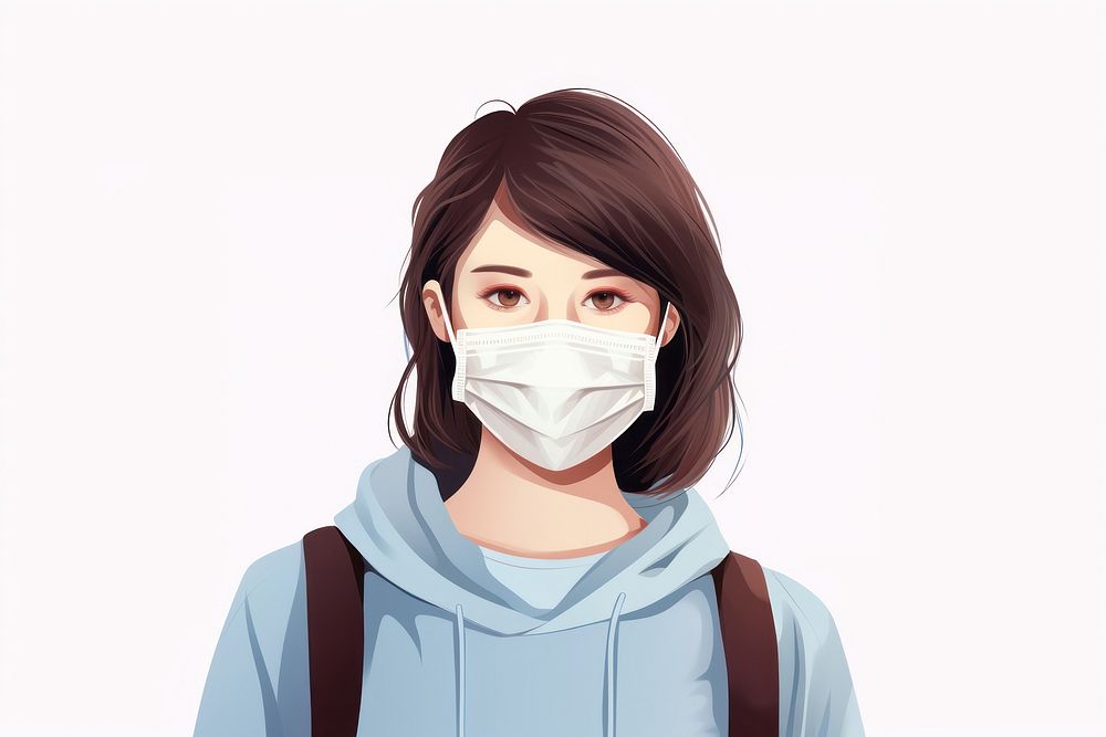 Medical mask cartoon adult woman. AI generated Image by rawpixel.
