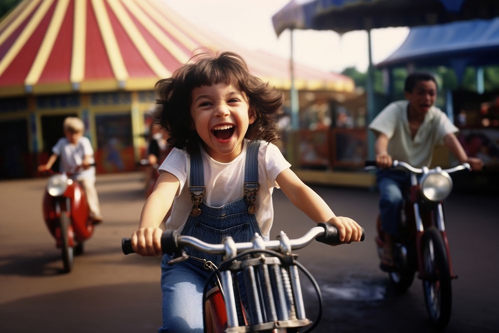 Fun laughing bicycle portrait. AI generated Image by rawpixel.