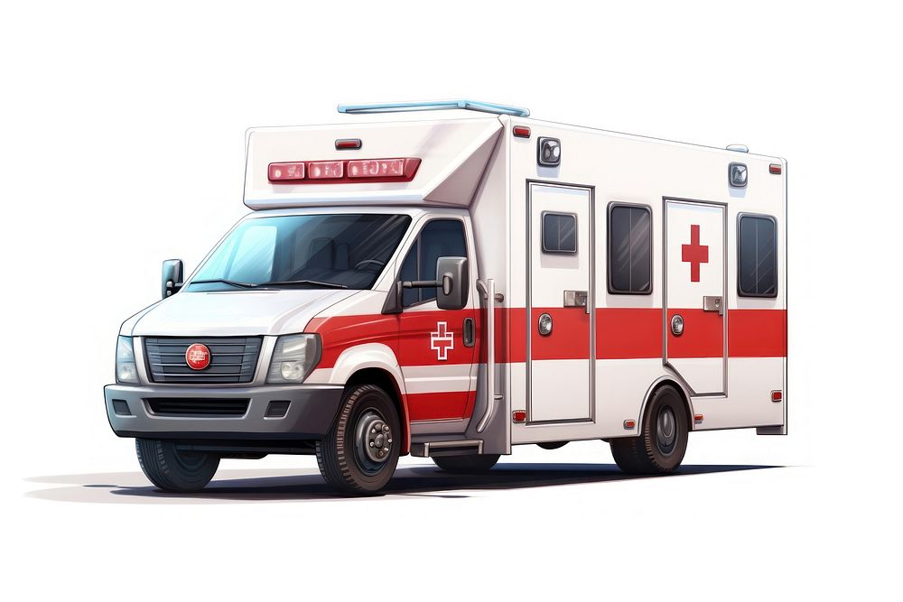 Ambulance vehicle van white background. AI generated Image by rawpixel.