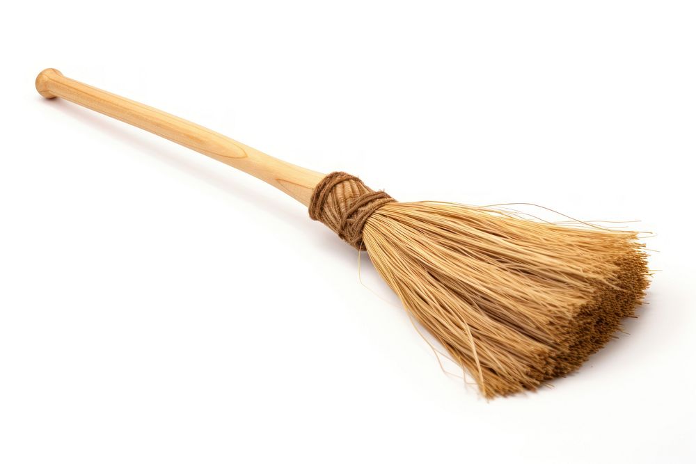 Broom brush white background sweeping. AI generated Image by rawpixel.