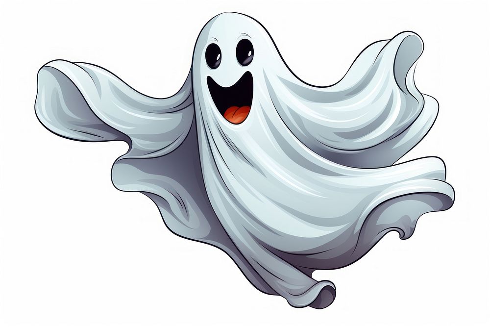 Ghost cartoon drawing white. AI generated Image by rawpixel.