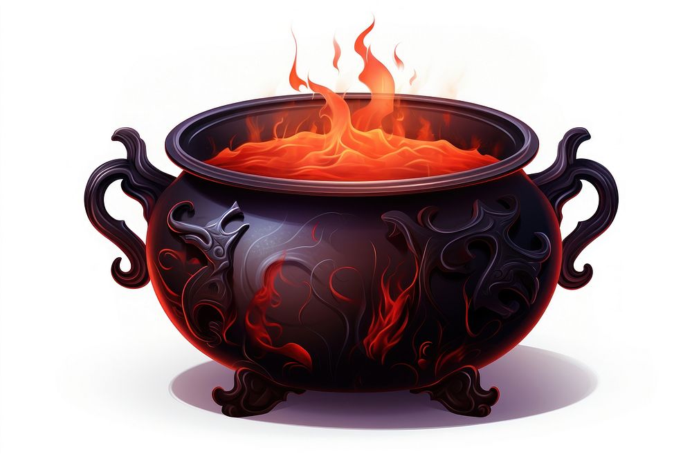 Cauldron fire fireplace cookware. AI generated Image by rawpixel.