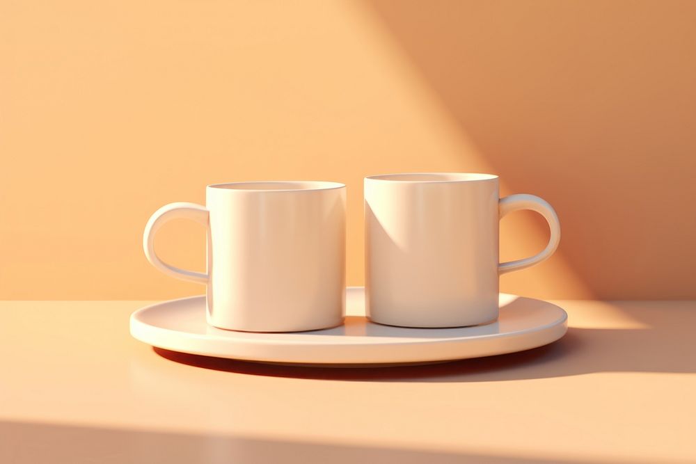 2 mug stacked saucer ceramic coffee. 