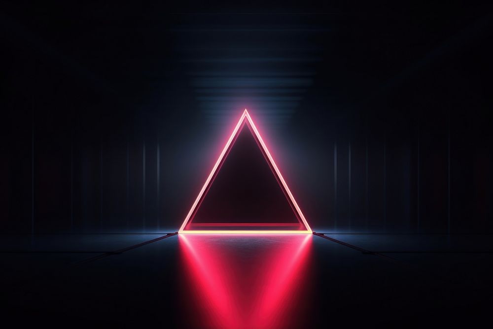 Neon triangular geometric light. AI generated Image by rawpixel.