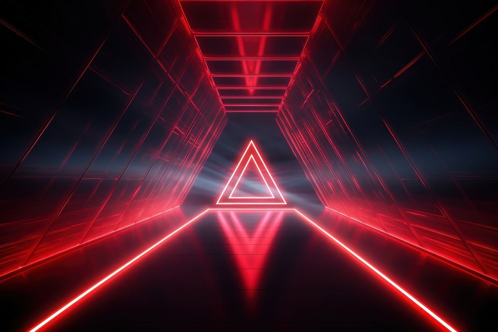 Neon triangular geometric light. AI generated Image by rawpixel.