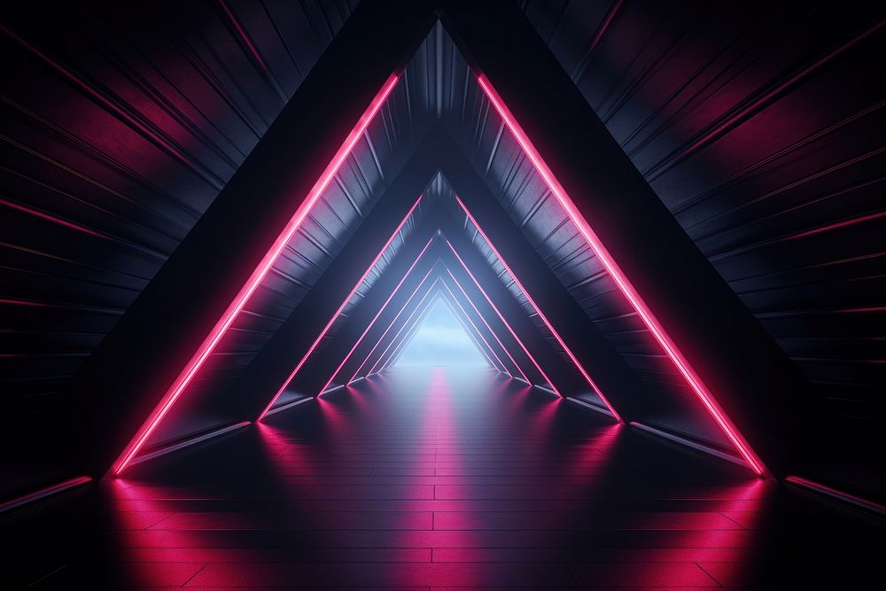 Neon triangular geometric light. AI generated Image by rawpixel.