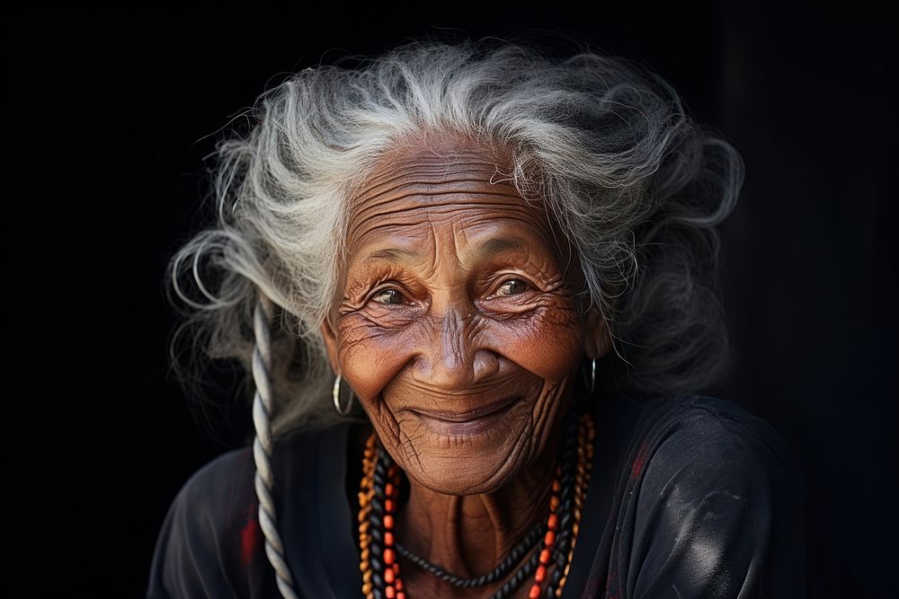 Old woman portrait necklace smiling. AI generated Image by rawpixel.
