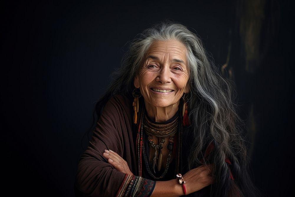 Old woman portrait smiling adult. AI generated Image by rawpixel.