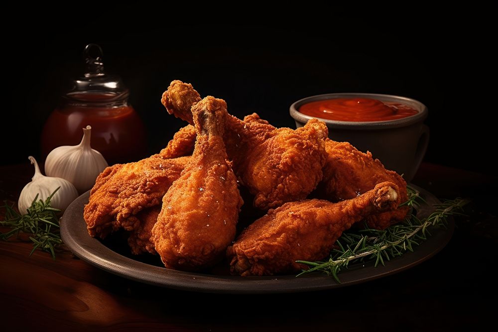Spicy sauce drumsticks Fried chicken Crispy. AI generated Image by rawpixel.